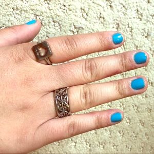 Designer logo ring duo